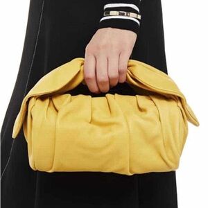 Rejina Pyo Mustard Yellow Gathered Top-Handle Clutch